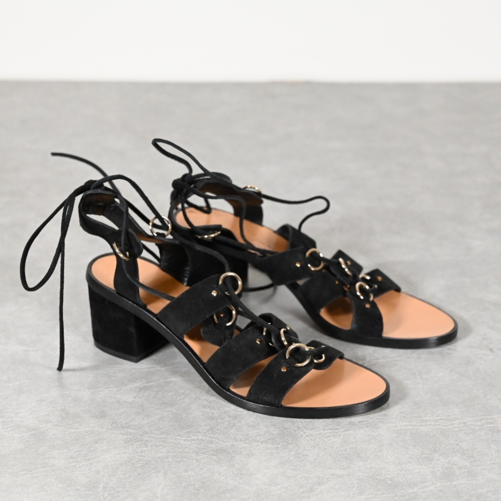 Club Monaco Lace Up Sandals 8 Black